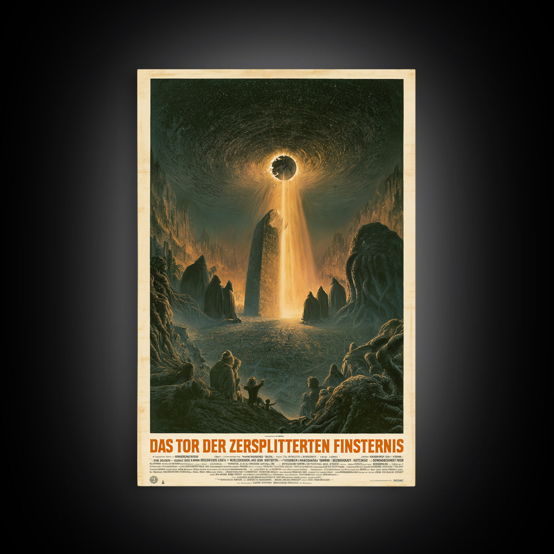 The Gate Of The Shattered Eclipse, German Language Horror Movie Poster, 1960s Horror Art, Lovecraftian Horror Poster, Framed Canvas Print