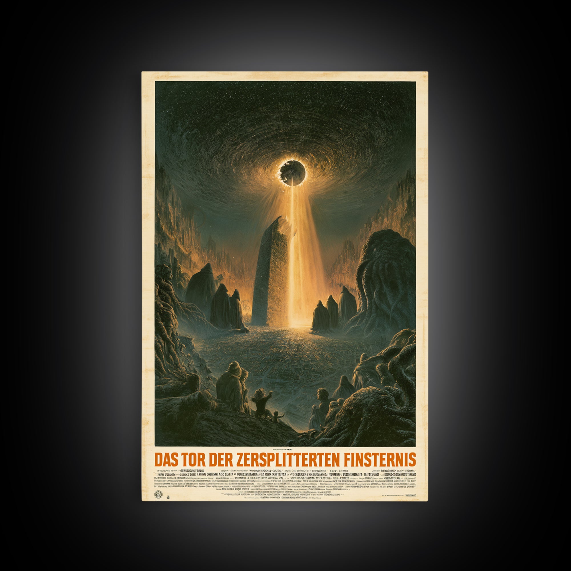 The Gate Of The Shattered Eclipse, German Language Horror Movie Poster, 1960s Horror Art, Lovecraftian Horror Poster, Framed Canvas Print