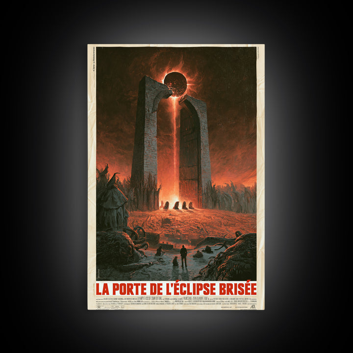 The Gate Of The Shattered Eclipse, French Language Horror Movie Poster, 1960s Horror Art, Cult Horror Poster, Framed Canvas Print