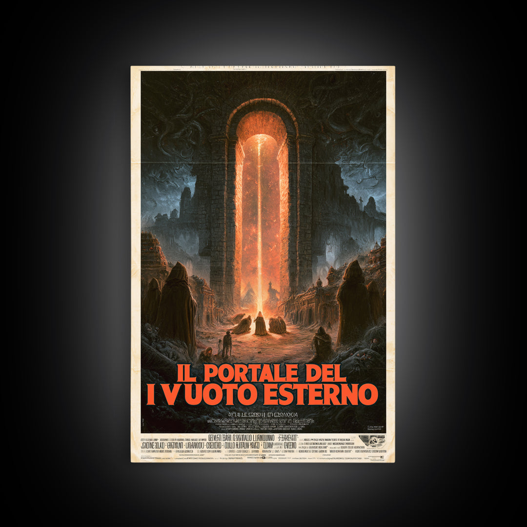 The Gate Of The Outer Void, Italian Language Horror Movie Poster, 1970s Horror Art, Eldritch Cinema Wall Art, Framed Canvas Print