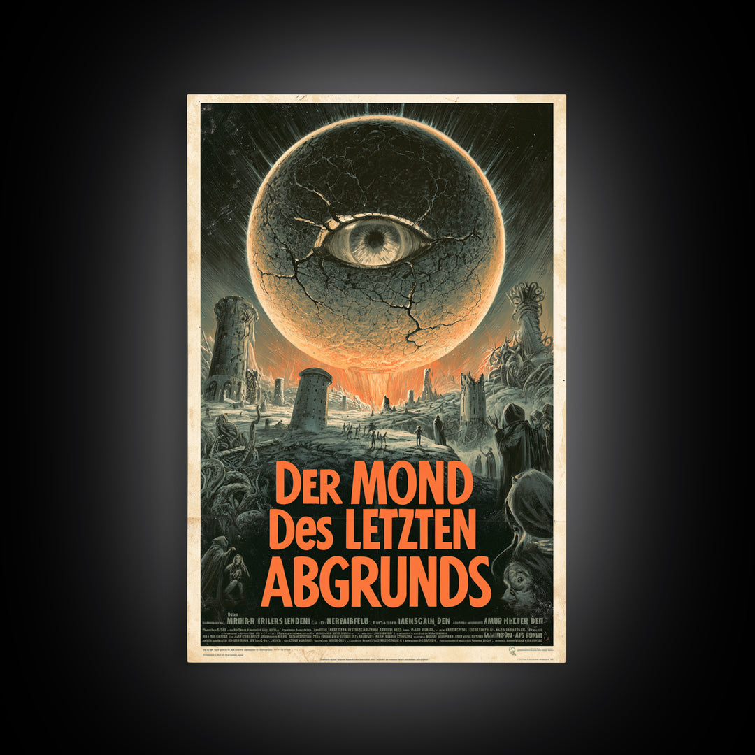 The Moon Of The Last Abyss, German Language Horror Movie Poster, 1960s Horror Art, Eldritch Cinema Wall Art, Framed Canvas Print