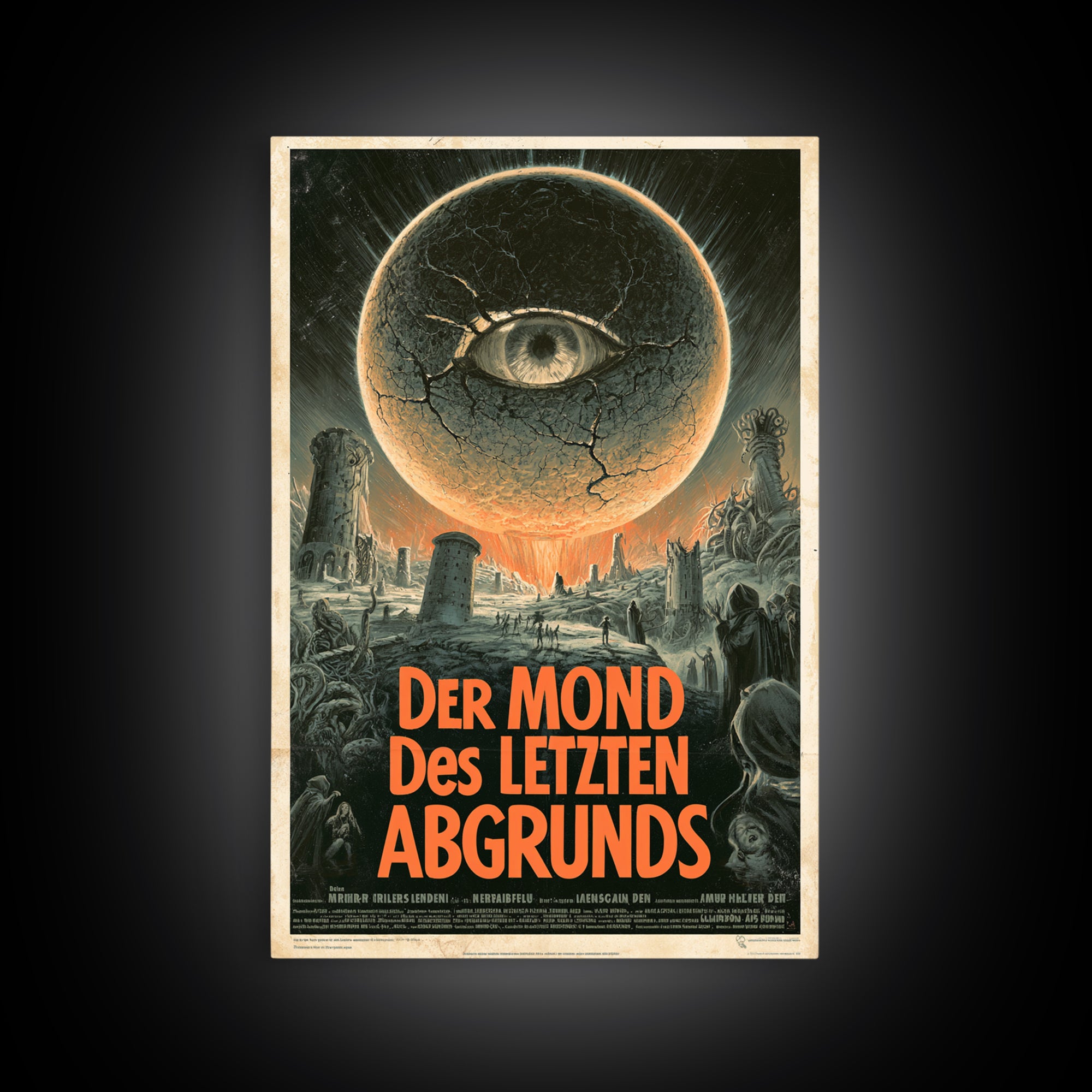 The Moon Of The Last Abyss, German Language Horror Movie Poster, 1960s Horror Art, Eldritch Cinema Wall Art, Framed Canvas Print