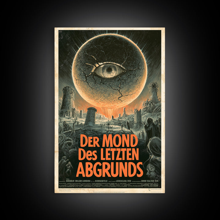 The Moon Of The Last Abyss, German Language Horror Movie Poster, 1960s Horror Art, Eldritch Cinema Wall Art, Framed Canvas Print