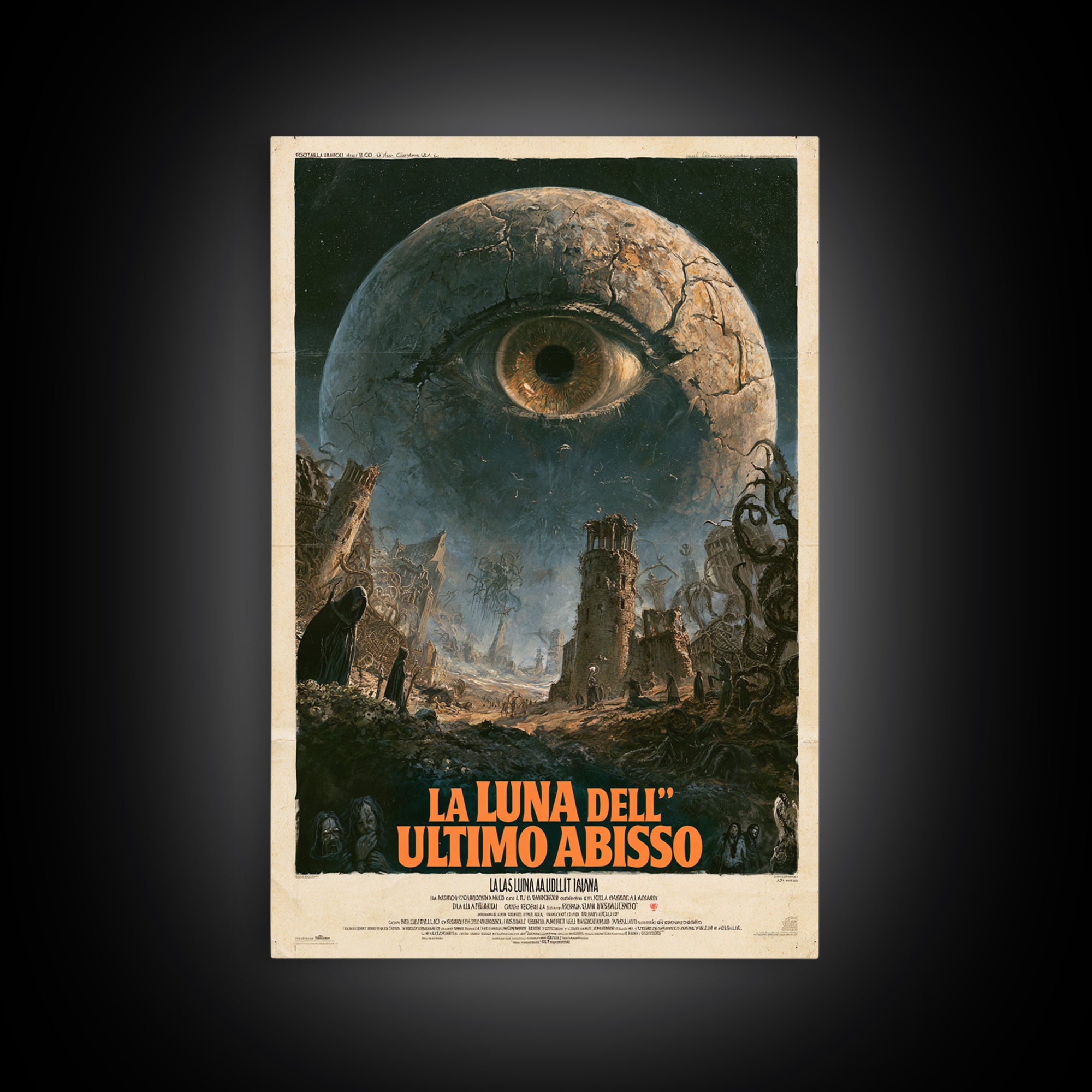 The Moon Of The Last Abyss, Italian Language Horror Movie Poster, 1970s Horror Art, Gothic Cinema Wall Art, Framed Canvas Print