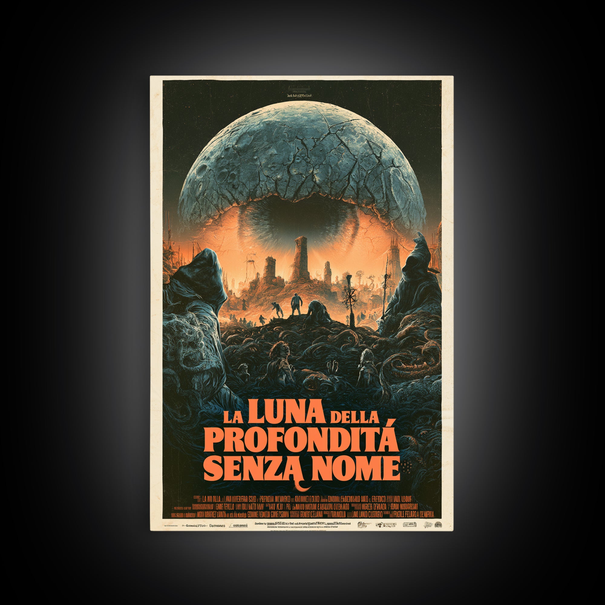 The Moon Of The Nameless Deep, Italian Language Horror Movie Poster, 1970s Horror Art, Gothic Cinema Wall Art, Framed Canvas Print