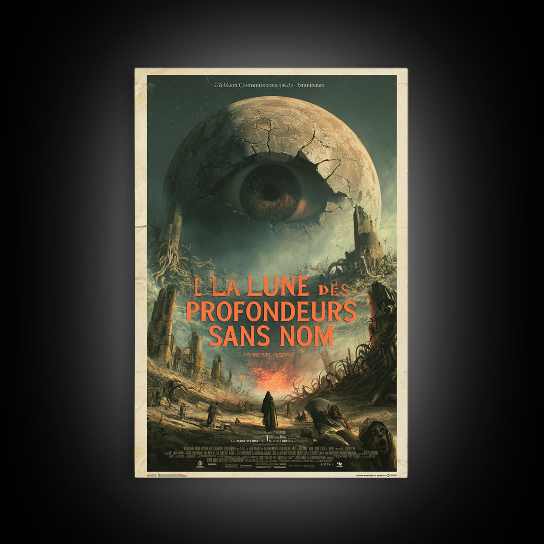 The Moon Of The Nameless Deep, French Language Horror Movie Poster, 1960s Horror Art, Classic Monster Poster, Canvas Print