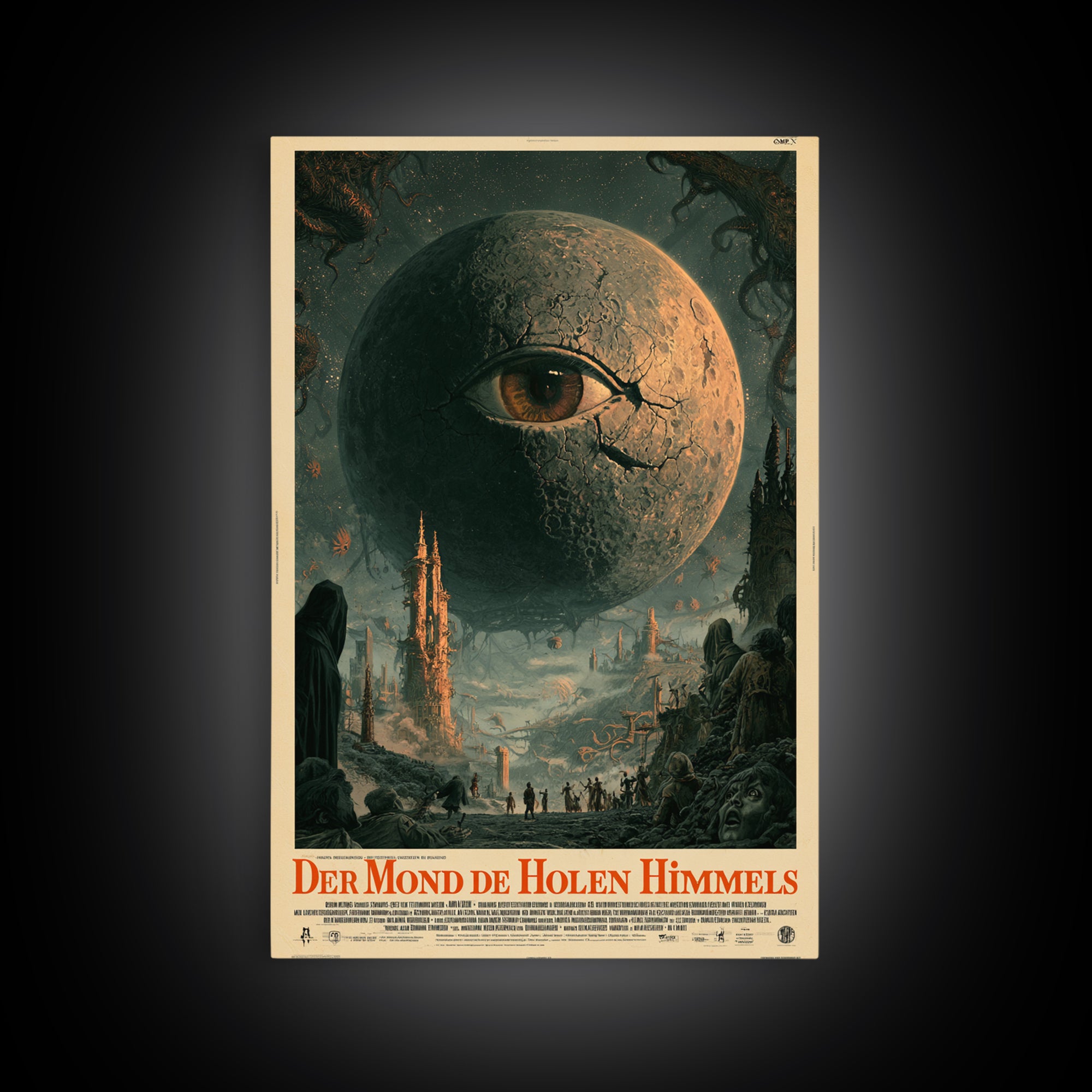 The Moon Of The Hollow Sky, German Language Horror Movie Poster, 1960s Horror Art, Lovecraftian Horror Poster, Framed Canvas Print