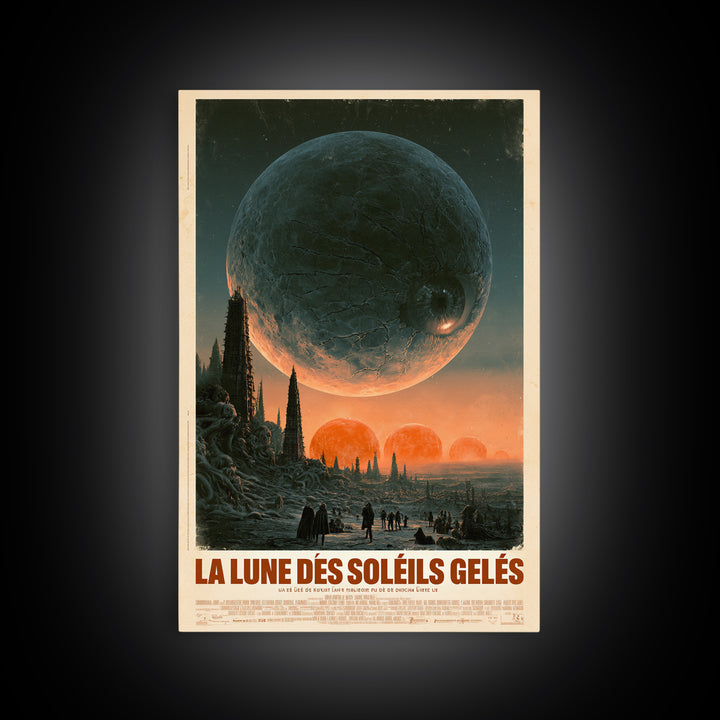 The Moon Of Frozen Suns, French Language Horror Movie Poster, 1960s Horror Art, Gothic Cinema Wall Art, Framed Canvas Print, Halloween Decor