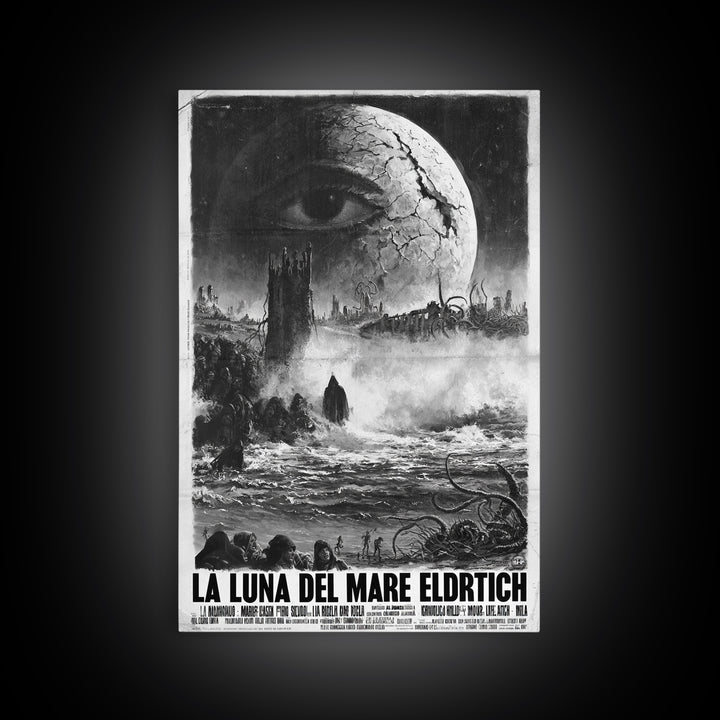 The Moon Of The Eldritch Sea, Italian Language Horror Movie Poster, 1970s Horror Art, Gothic Cinema Wall Art, Framed Canvas Print