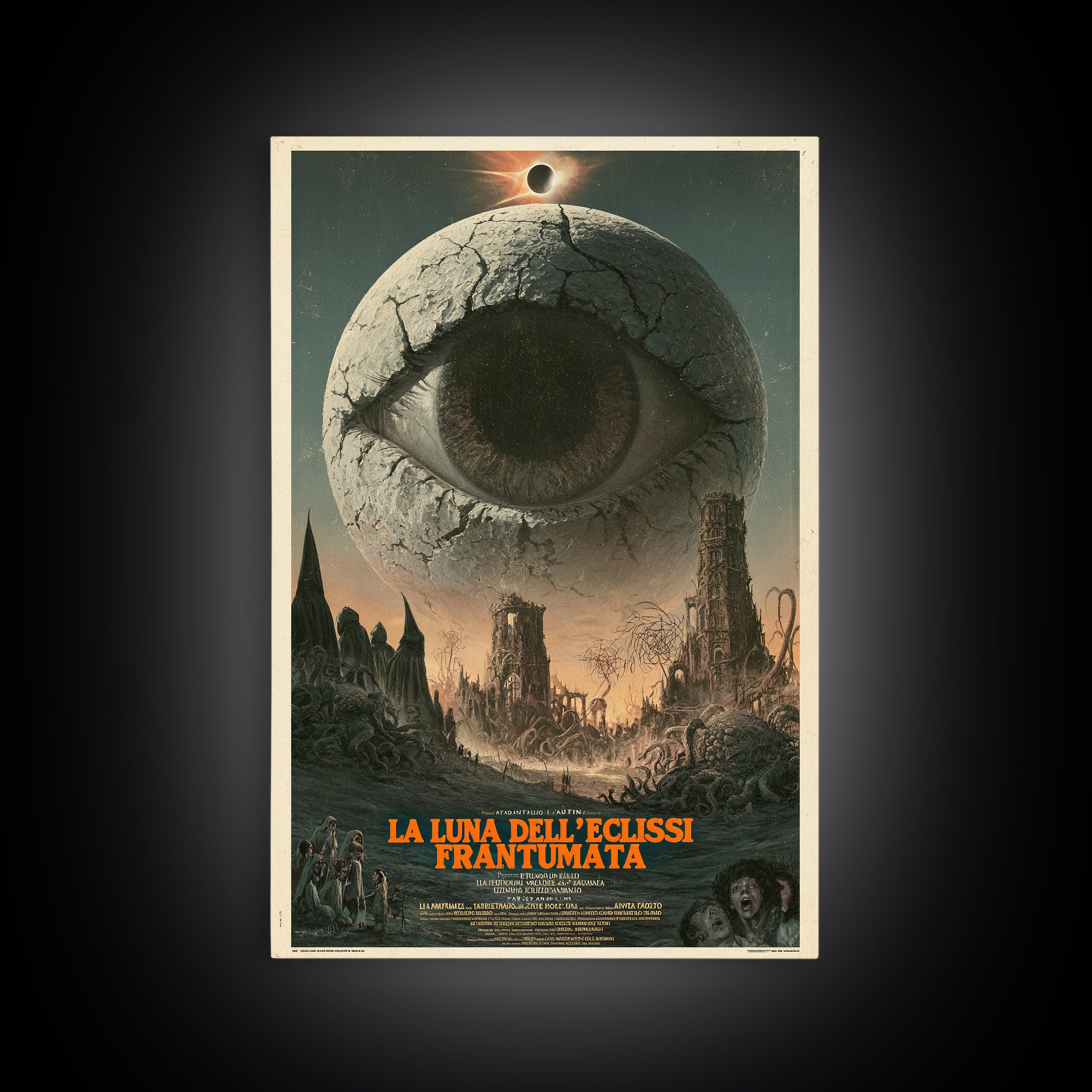 The Moon Of The Shattered Eclipse, Italian Language Horror Movie Poster, 1970s Horror Art, Gothic Cinema Wall Art, Framed Canvas Print