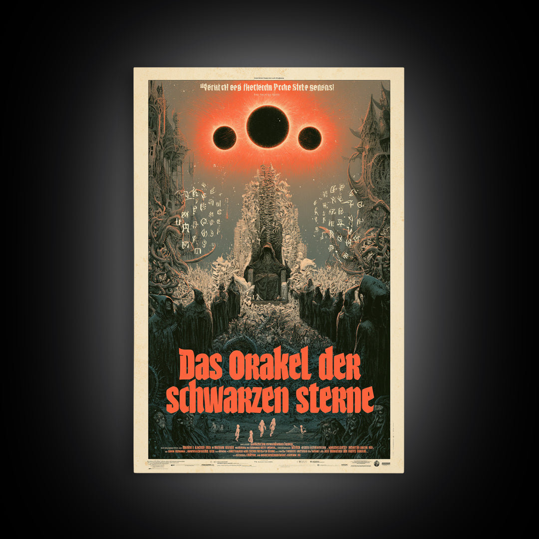 The Oracle Of Black Stars, German Language Horror Movie Poster, 1960s Horror Art, Gothic Cinema Wall Art, Framed Canvas Print