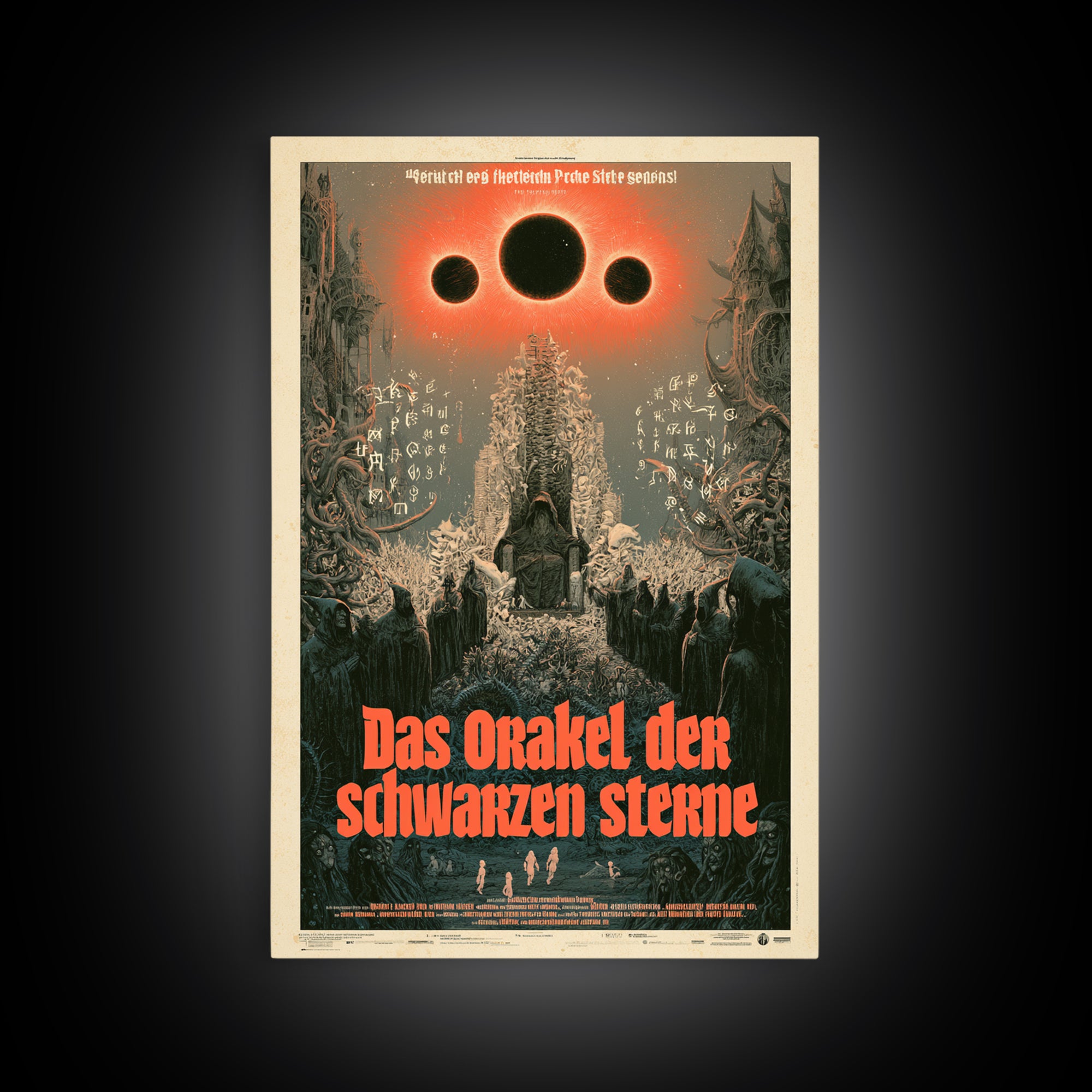 The Oracle Of Black Stars, German Language Horror Movie Poster, 1960s Horror Art, Gothic Cinema Wall Art, Framed Canvas Print