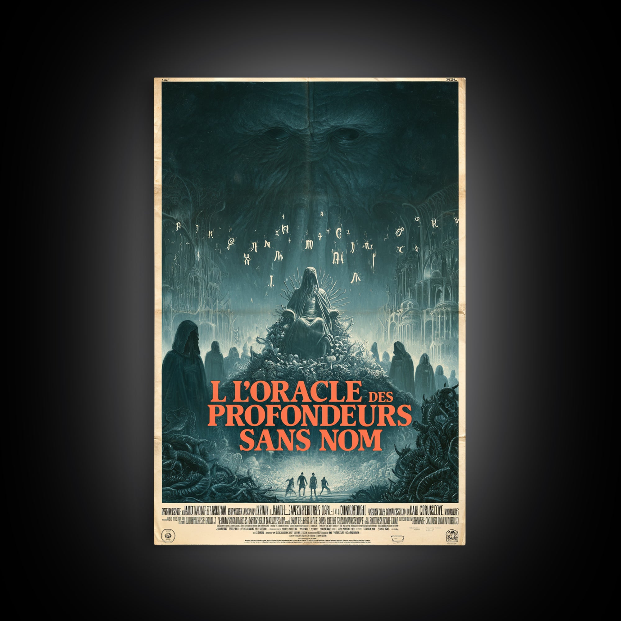 The Oracle Of The Nameless Deep, French Language Horror Movie Poster, 1960s Horror Art, Gothic Cinema Wall Art, Framed Canvas Print