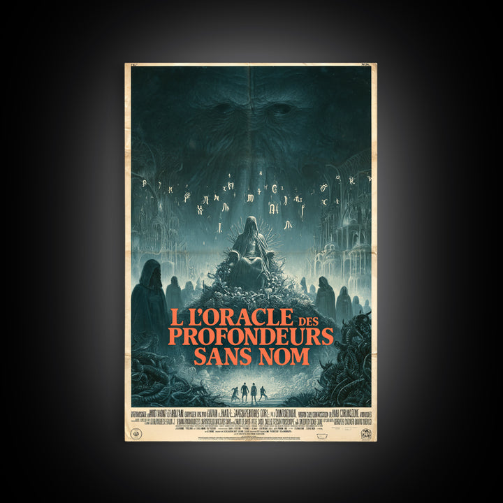 The Oracle Of The Nameless Deep, French Language Horror Movie Poster, 1960s Horror Art, Gothic Cinema Wall Art, Framed Canvas Print