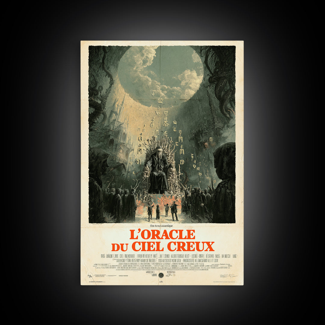 The Oracle Of The Hollow Sky, French Language Horror Movie Poster, 1960s Horror Art, Cult Horror Poster, Framed Canvas Print