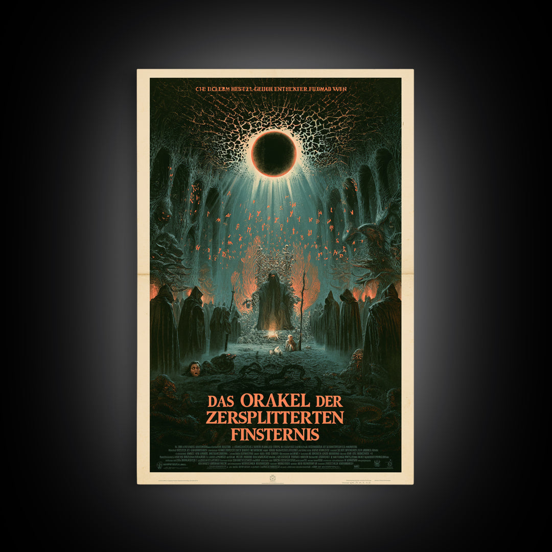The Oracle Of The Shattered Eclipse, German Language Horror Movie Poster, 1960s Horror Art, Eldritch Cinema Wall Art, Framed Canvas Print