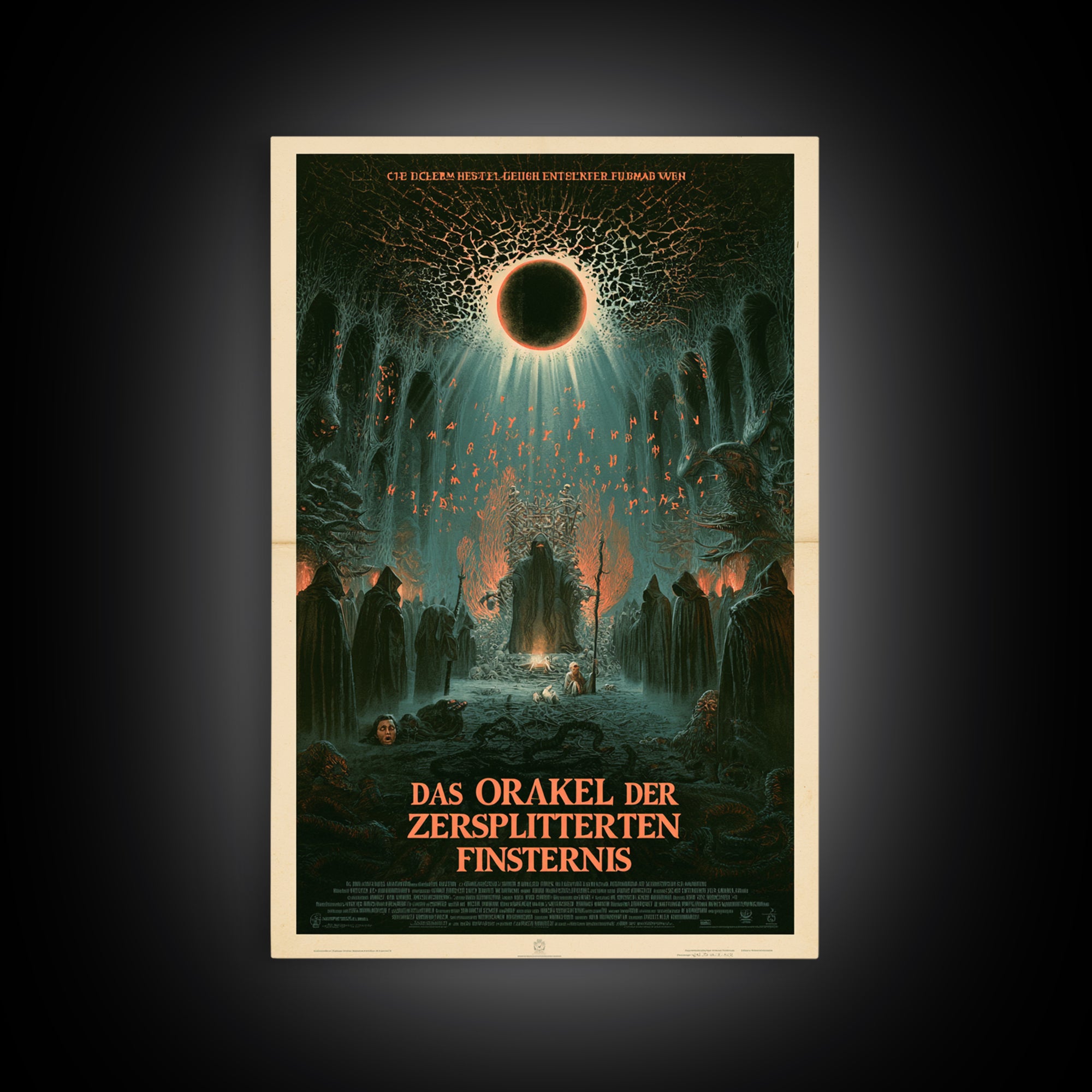 The Oracle Of The Shattered Eclipse, German Language Horror Movie Poster, 1960s Horror Art, Eldritch Cinema Wall Art, Framed Canvas Print