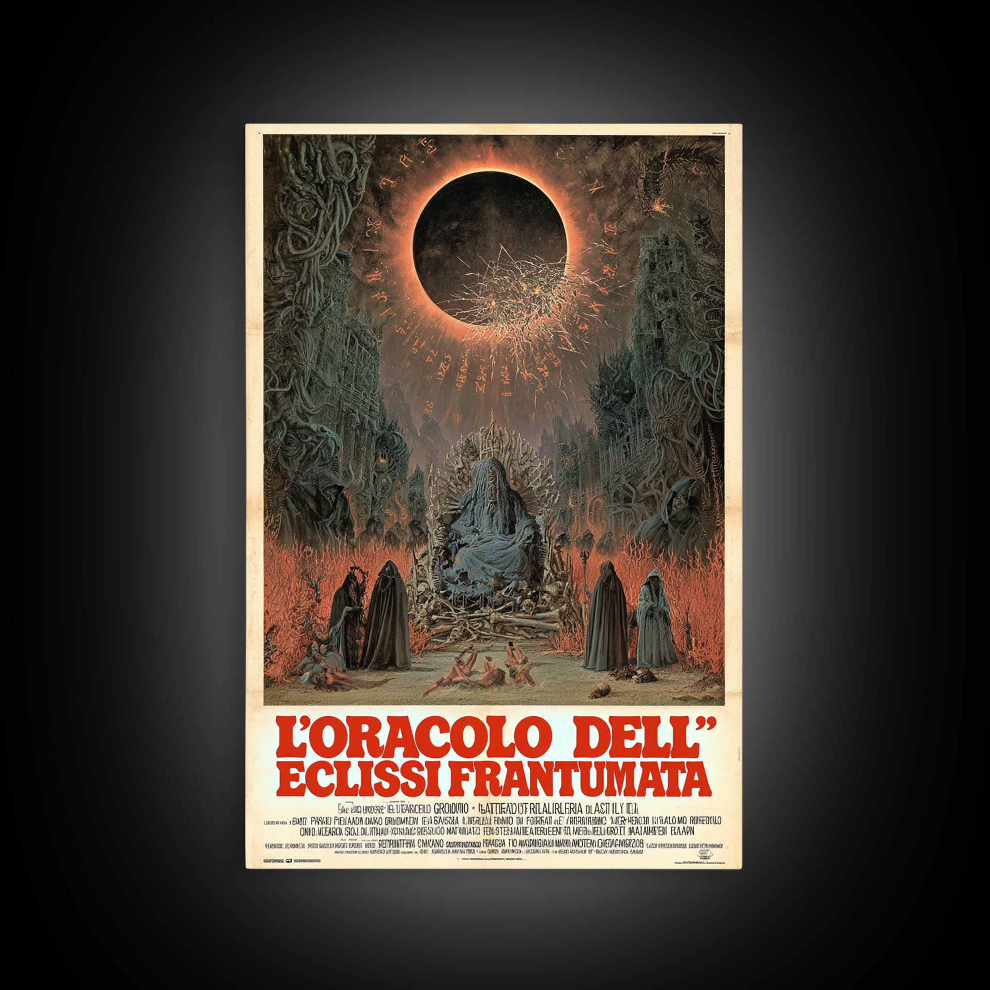 The Oracle Of The Shattered Eclipse, Italian Language Horror Movie Poster, 1970s Horror Art, Cult Horror Poster, Framed Canvas Print