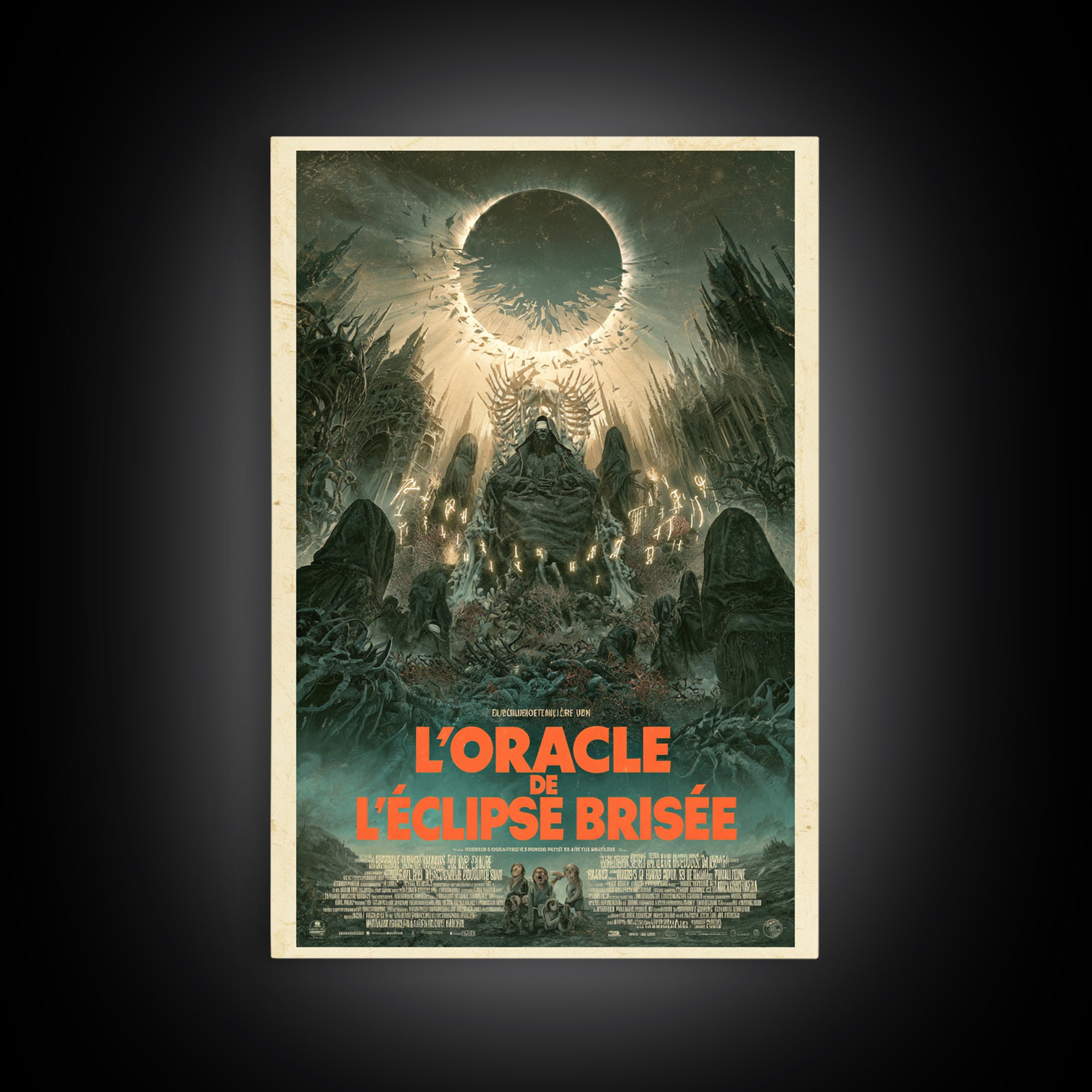 The Oracle Of The Shattered Eclipse, French Language Horror Movie Poster, 1960s Horror Art, Gothic Cinema Wall Art, Framed Canvas Print