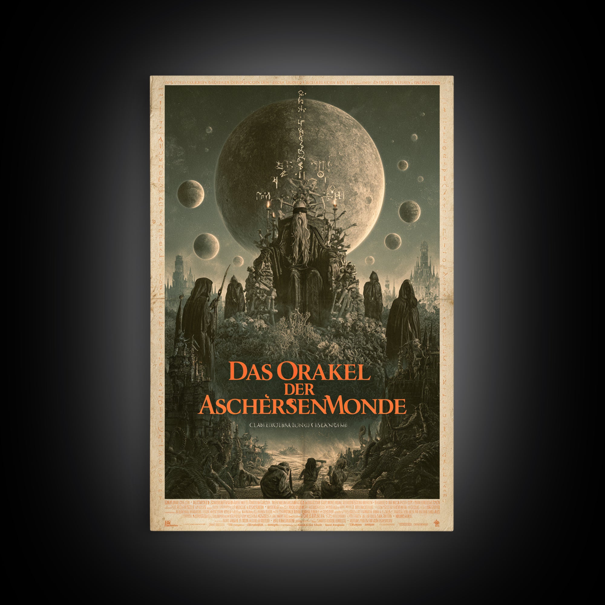 The Oracle Of Ashen Moons, German Language Horror Movie Poster, 1960s Horror Art, Gothic Cinema Wall Art, Framed Canvas Print