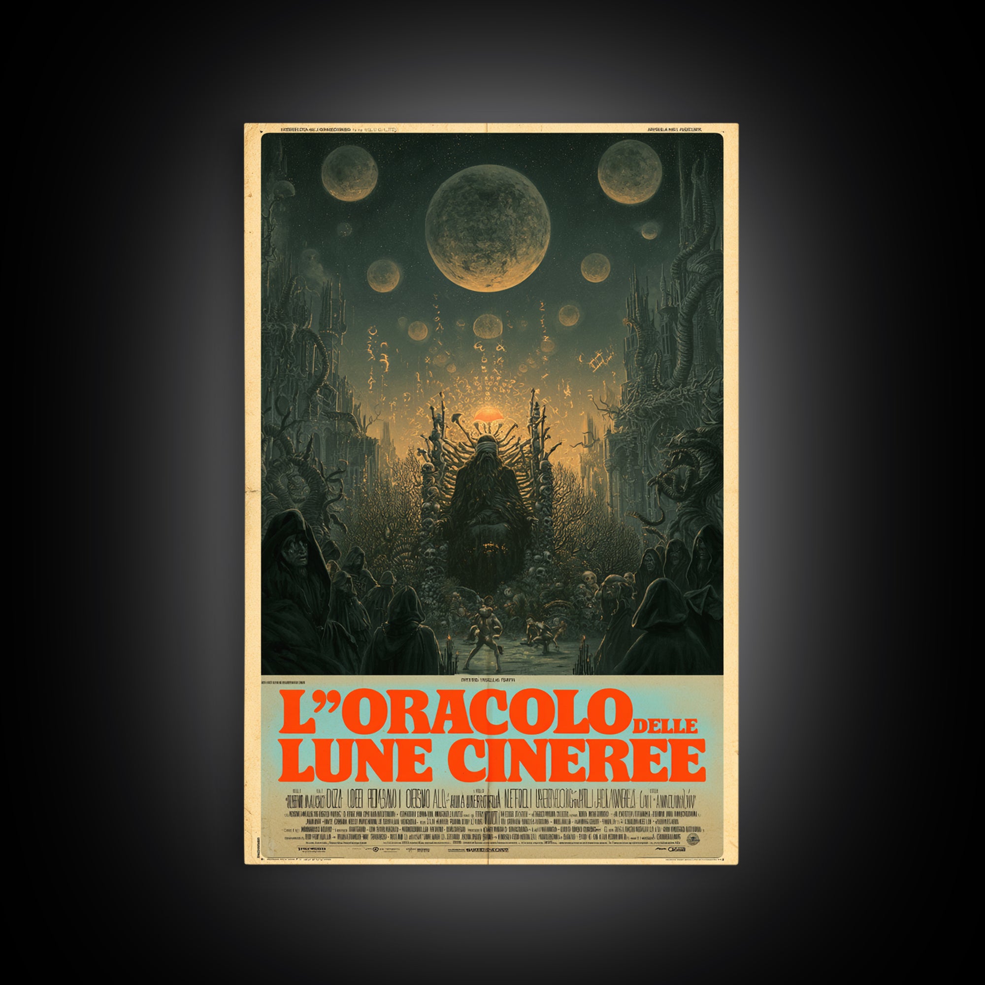 The Oracle Of Ashen Moons, Italian Language Horror Movie Poster, 1970s Horror Art, Gothic Cinema Wall Art, Framed Canvas Print