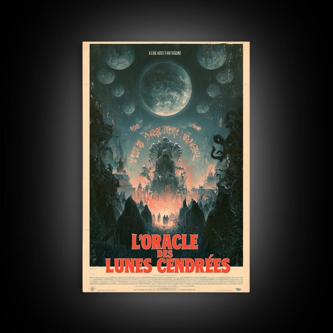 The Oracle Of Ashen Moons, French Language Horror Movie Poster, 1960s Horror Art, Gothic Cinema Wall Art, Framed Canvas Print