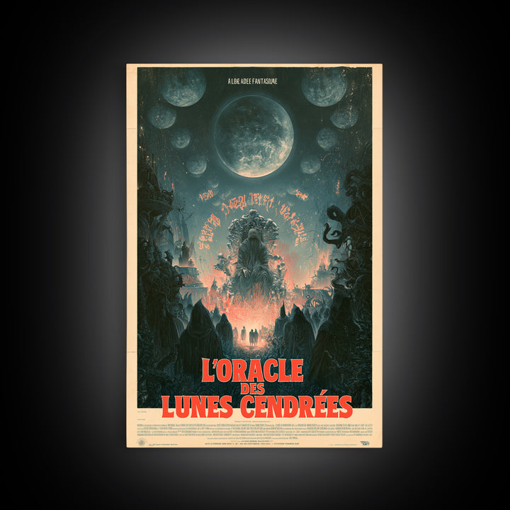 The Oracle Of Ashen Moons, French Language Horror Movie Poster, 1960s Horror Art, Gothic Cinema Wall Art, Framed Canvas Print