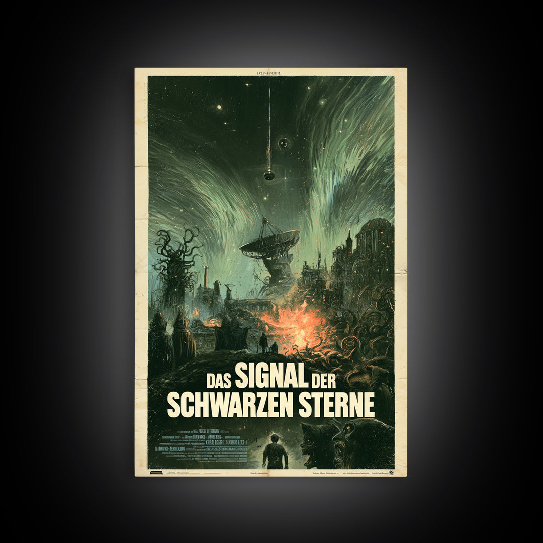The Signal Of Black Stars, German Language Horror Movie Poster, 1960s Horror Art, Eldritch Cinema Wall Art, Framed Canvas Print