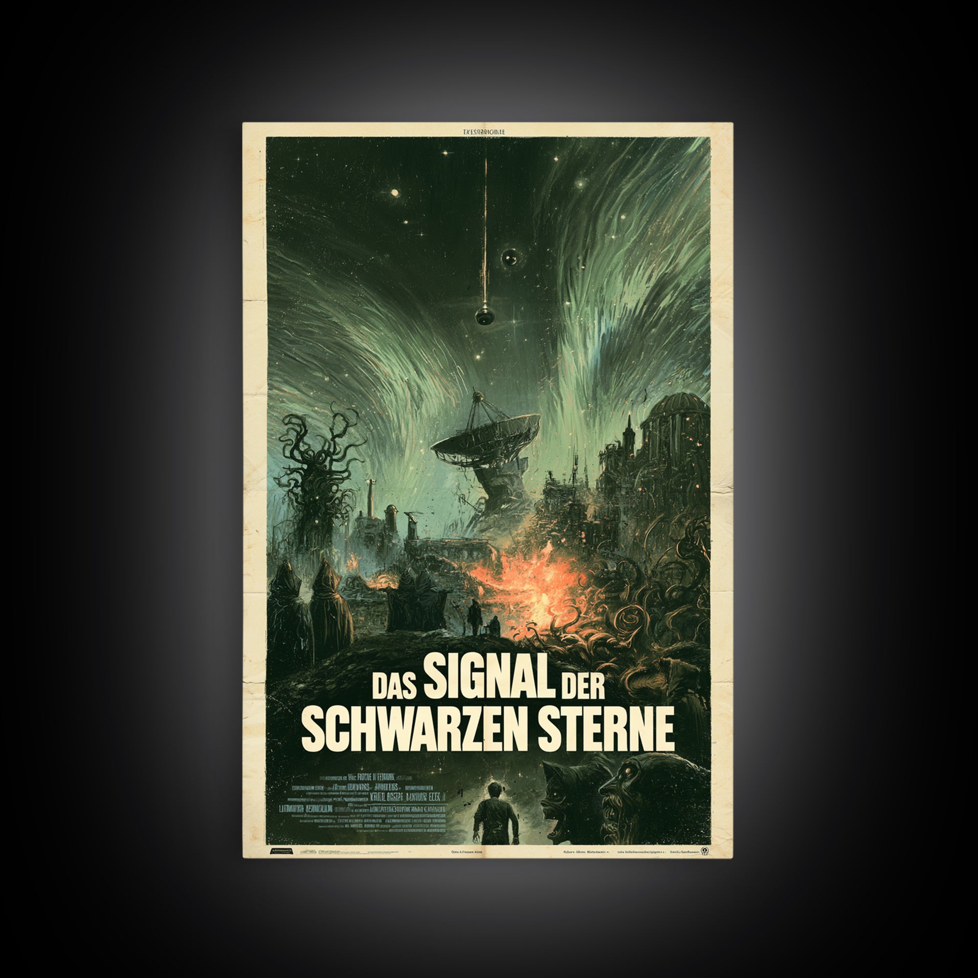 The Signal Of Black Stars, German Language Horror Movie Poster, 1960s Horror Art, Eldritch Cinema Wall Art, Framed Canvas Print