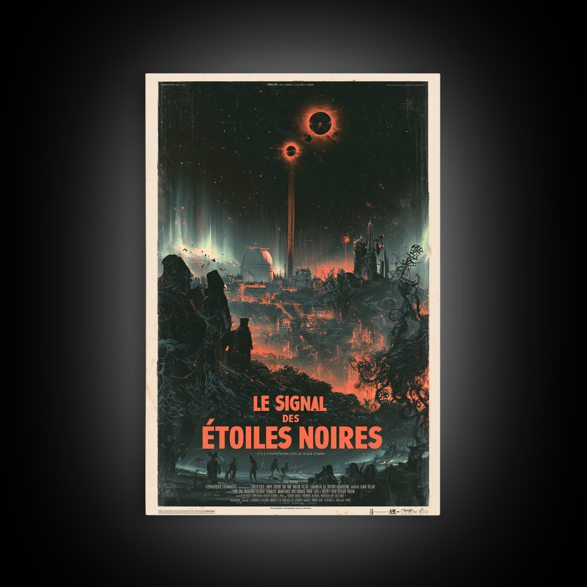 The Signal Of Black Stars, French Language Horror Movie Poster, 1960s Horror Art, Eldritch Cinema Wall Art, Framed Canvas Print