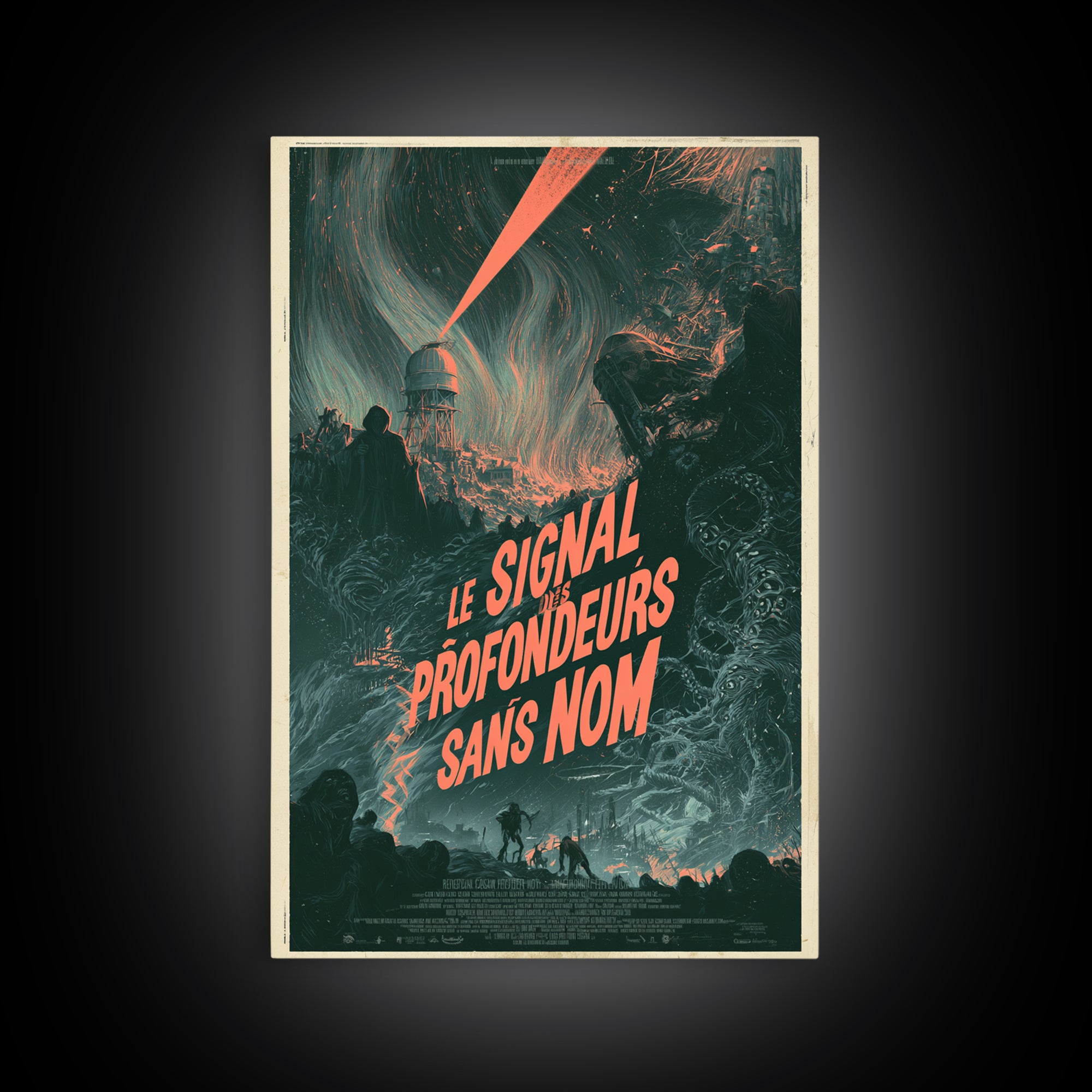 The Signal Of The Nameless Deep, French Language Horror Movie Poster, 1960s Horror Art, Gothic Cinema Wall Art, Framed Canvas Print