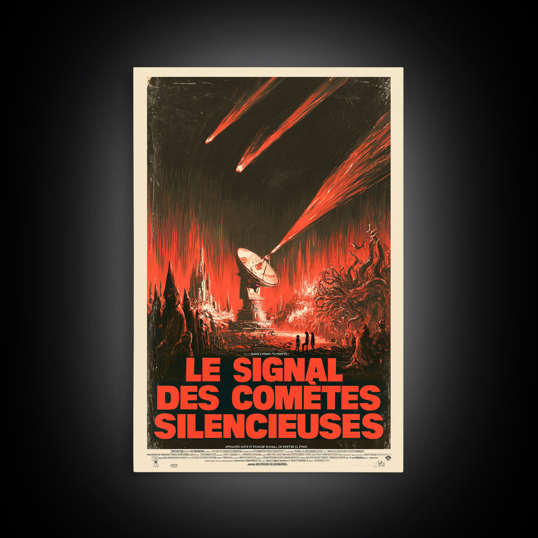 The Signal Of Silent Comets, French Language Horror Movie Poster, 1960s Horror Art, Lovecraftian Horror Poster, Framed Canvas Print