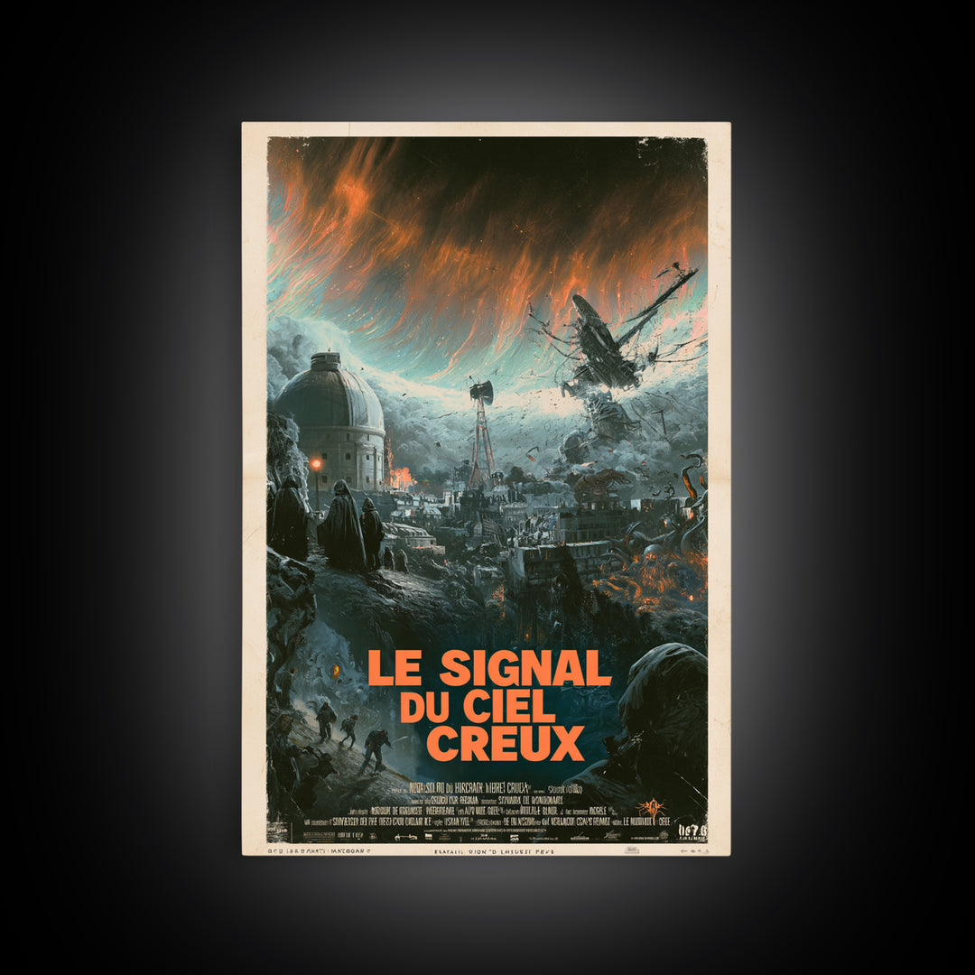 The Signal Of The Hollow Sky, French Language Horror Movie Poster, 1960s Horror Art, Lovecraftian Horror Poster, Framed Canvas Print