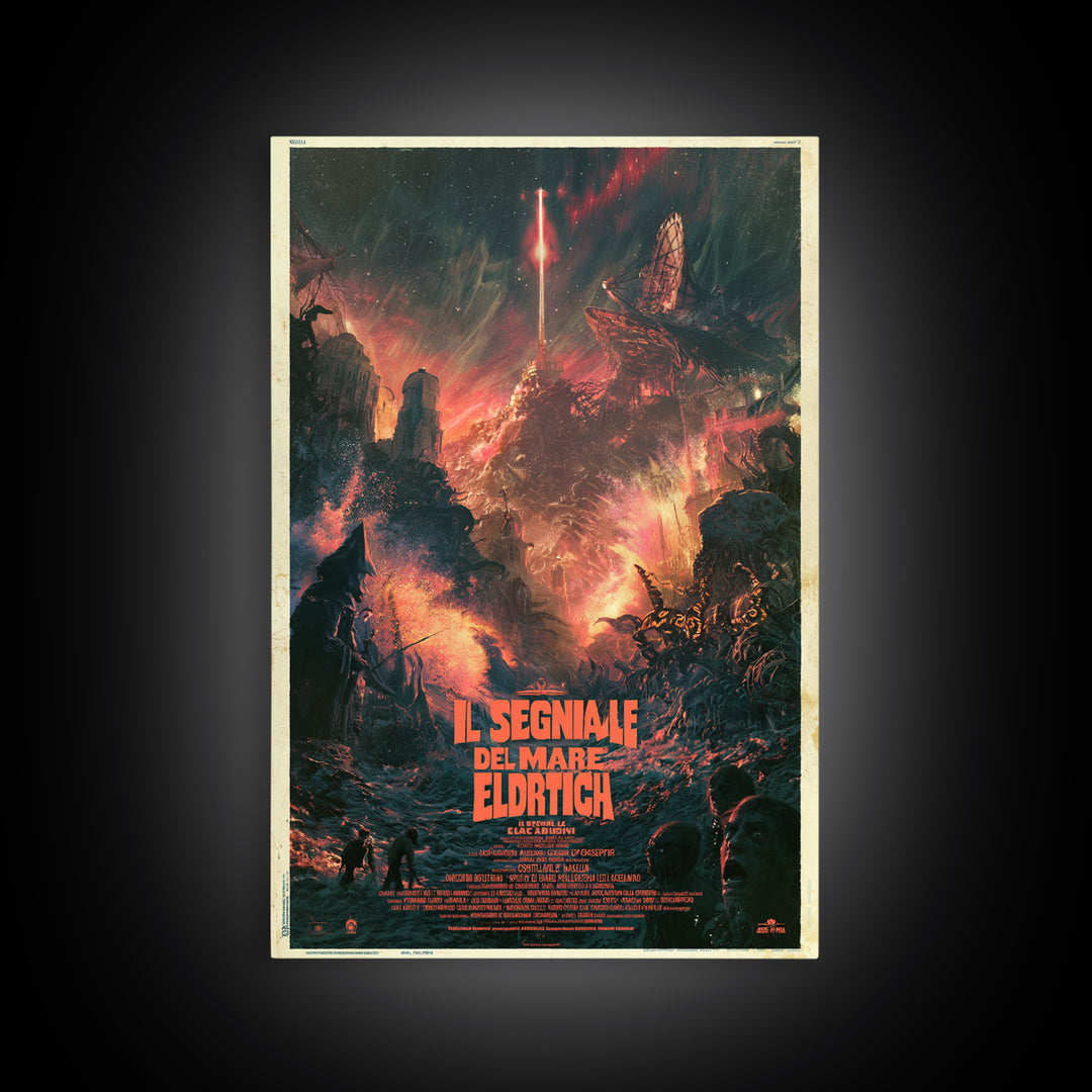 The Signal Of The Eldritch Sea, Italian Language Horror Movie Poster, 1970s Horror Art, Gothic Cinema Wall Art, Framed Canvas Print