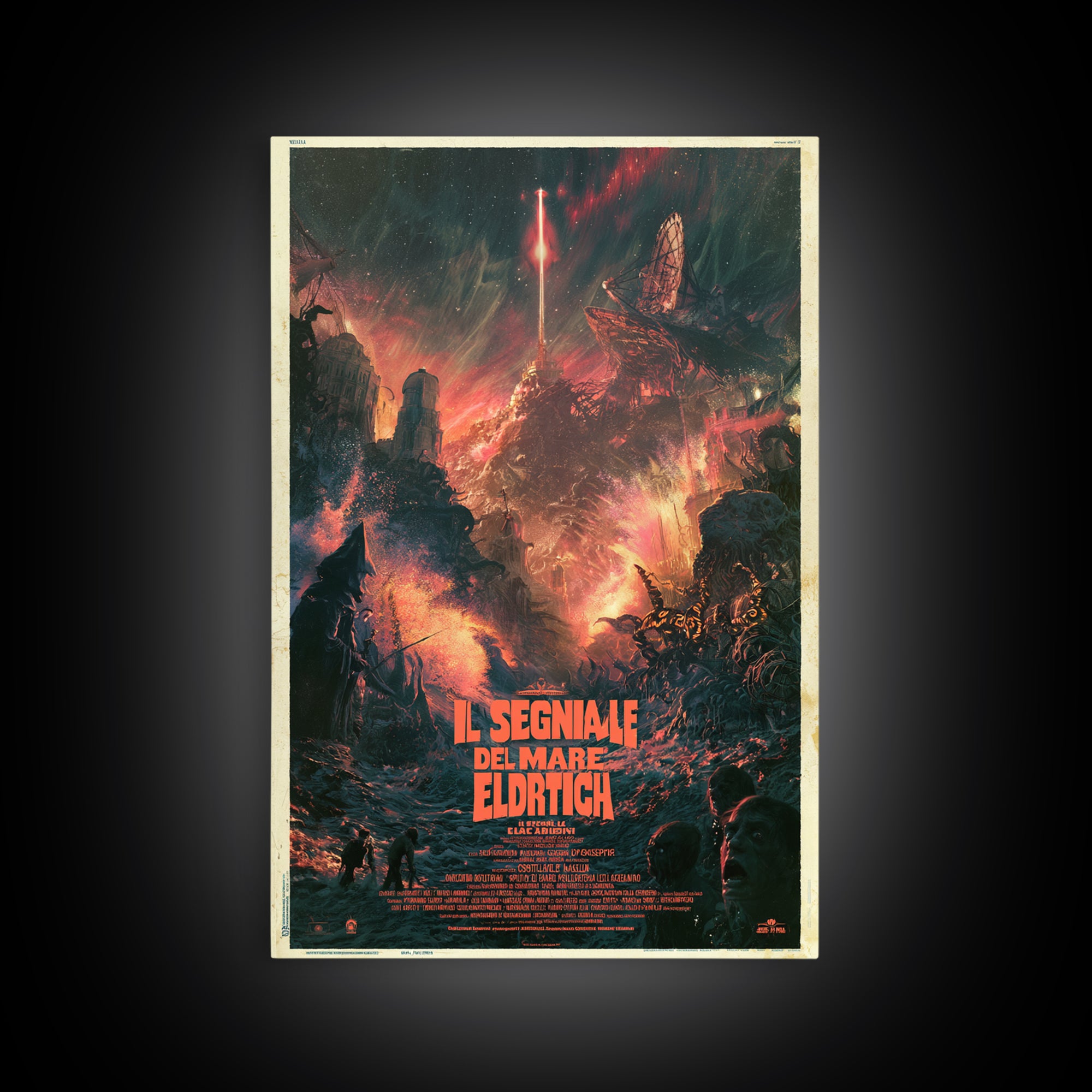 The Signal Of The Eldritch Sea, Italian Language Horror Movie Poster, 1970s Horror Art, Gothic Cinema Wall Art, Framed Canvas Print