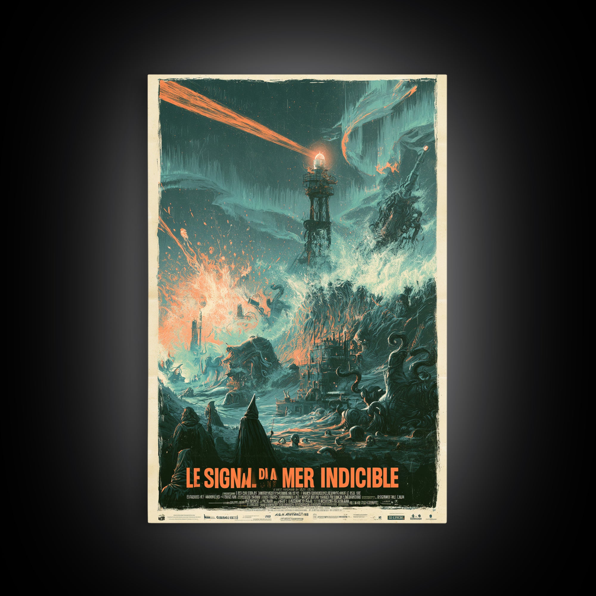 The Signal Of The Eldritch Sea, French Language Horror Movie Poster, 1960s Horror Art, Classic Monster Poster, Canvas Print