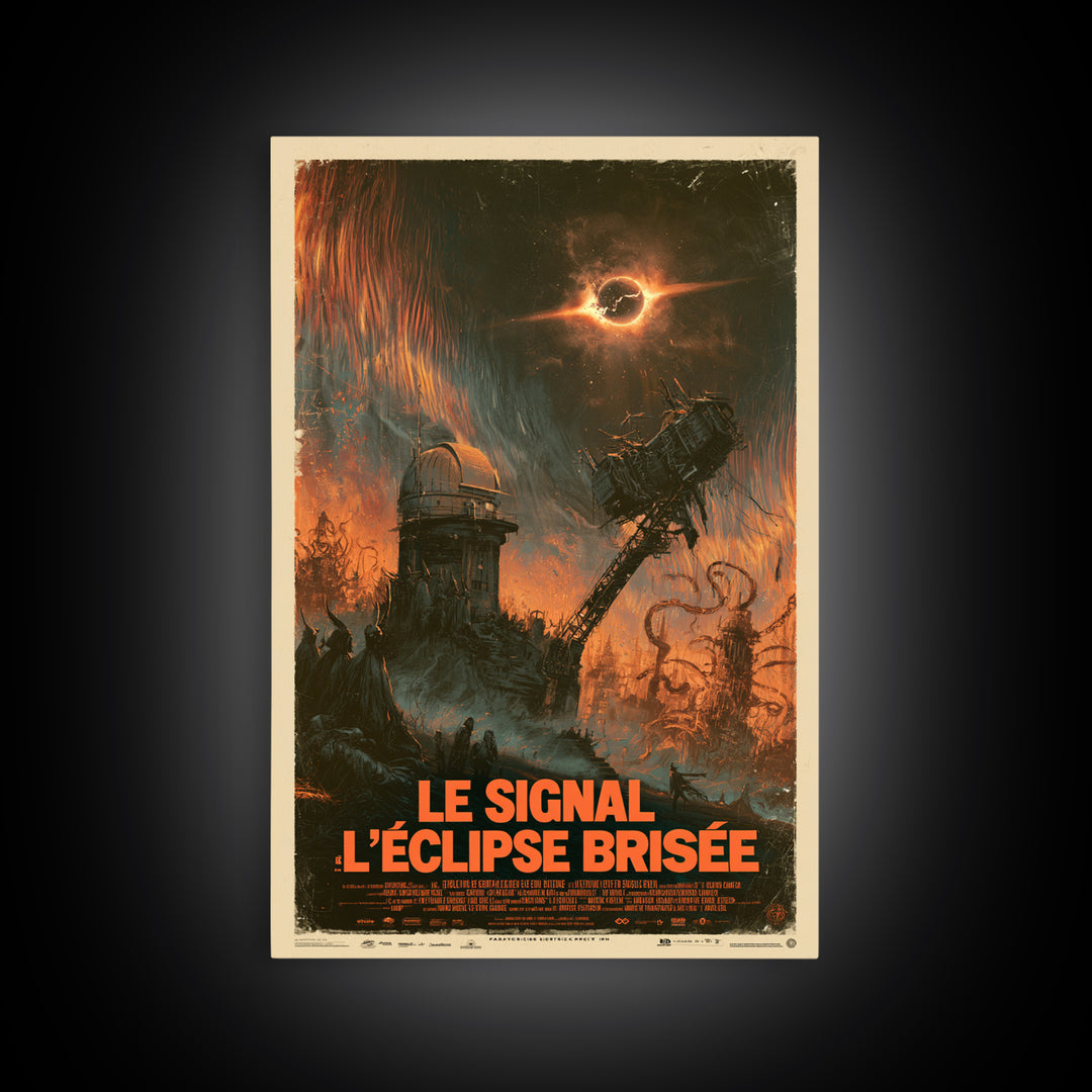 The Signal Of The Shattered Eclipse, French Language Horror Movie Poster, 1960s Horror Art, Eldritch Cinema Wall Art, Framed Canvas Print