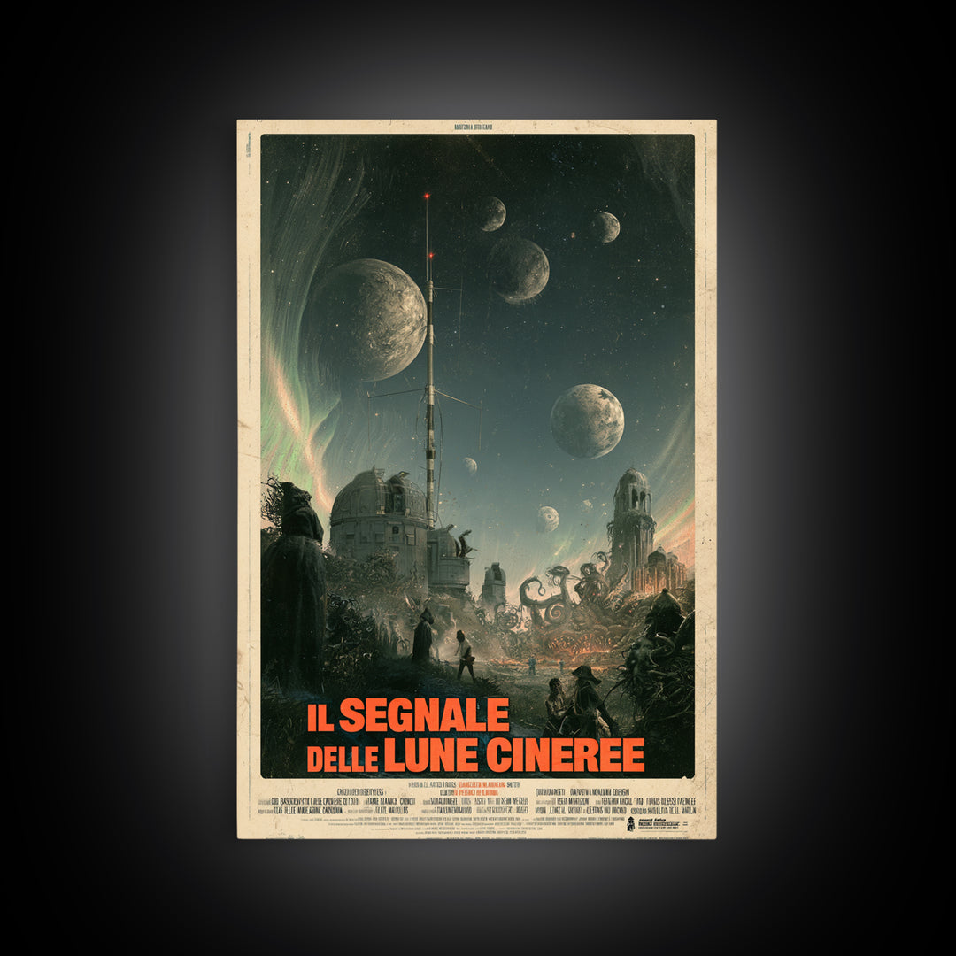 The Signal Of Ashen Moons, Italian Language Horror Movie Poster, 1970s Horror Art, Lovecraftian Horror Poster, Framed Canvas Print