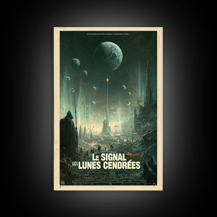 The Signal Of Ashen Moons, French Language Horror Movie Poster, 1960s Horror Art, Eldritch Cinema Wall Art, Framed Canvas Print