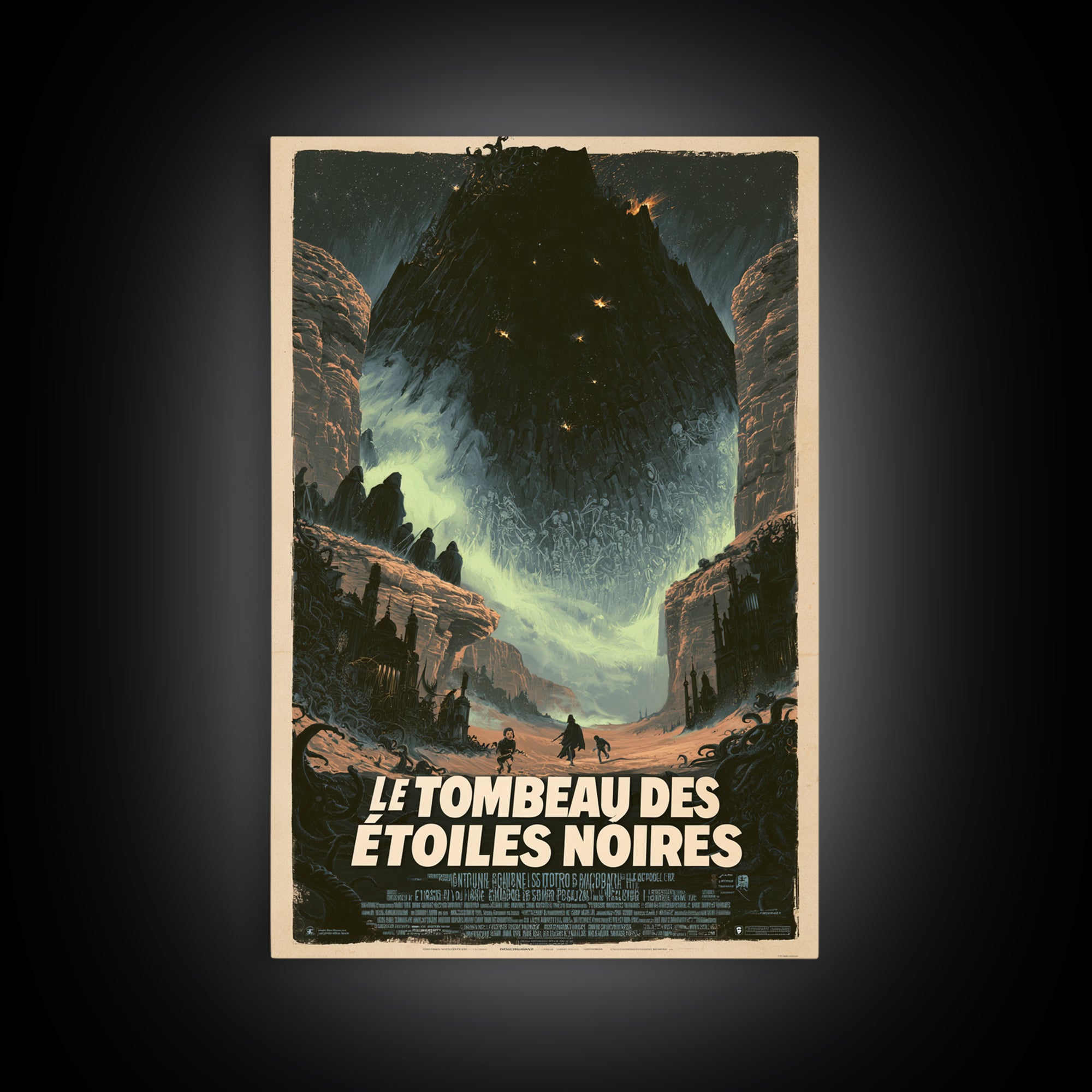 The Tomb Of Black Stars, French Language Horror Movie Poster, 1960s Horror Art, Gothic Cinema Wall Art, Framed Canvas Print