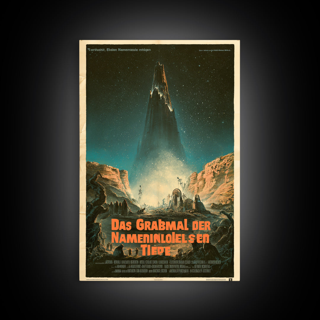 The Tomb Of The Nameless Deep, German Language Horror Movie Poster, 1960s Horror Art, Eldritch Cinema Wall Art, Framed Canvas Print