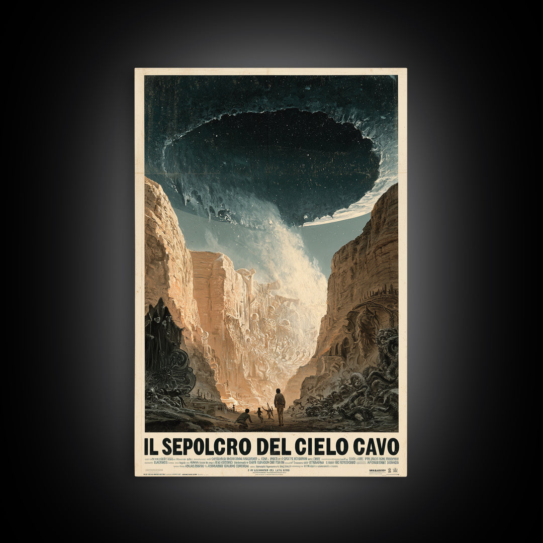 The Tomb Of The Hollow Sky, Italian Language Horror Movie Poster, 1970s Horror Art, Lovecraftian Horror Poster, Framed Canvas Print