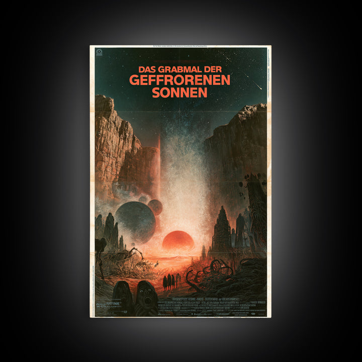 The Tomb Of Frozen Suns, German Language Horror Movie Poster, 1960s Horror Art, Eldritch Cinema Wall Art, Framed Canvas Print