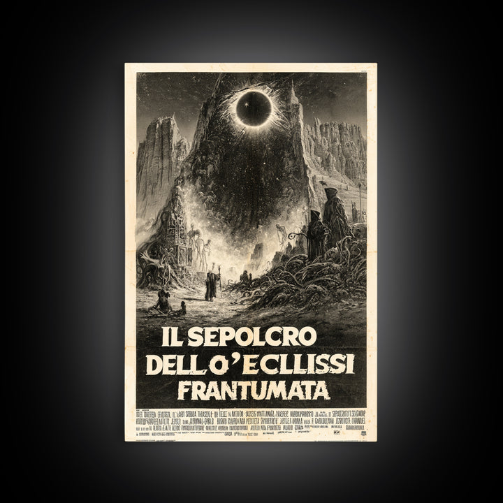 The Tomb Of The Shattered Eclipse, Italian Language Horror Movie Poster, 1970s Horror Art, Eldritch Cinema Wall Art, Framed Canvas Print