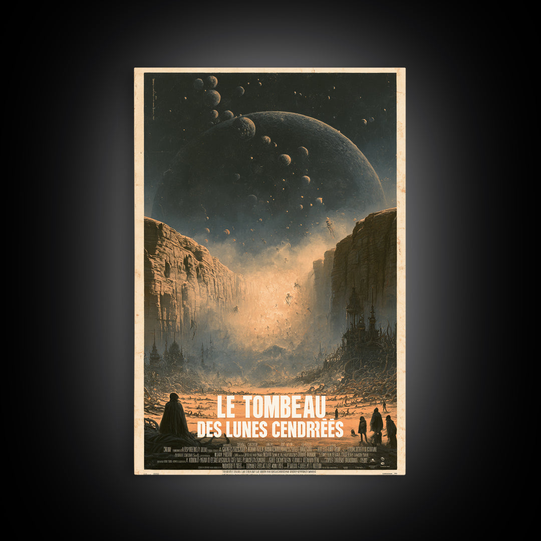 The Tomb Of Ashen Moons, French Language Horror Movie Poster, 1960s Horror Art, Lovecraftian Horror Poster, Framed Canvas Print
