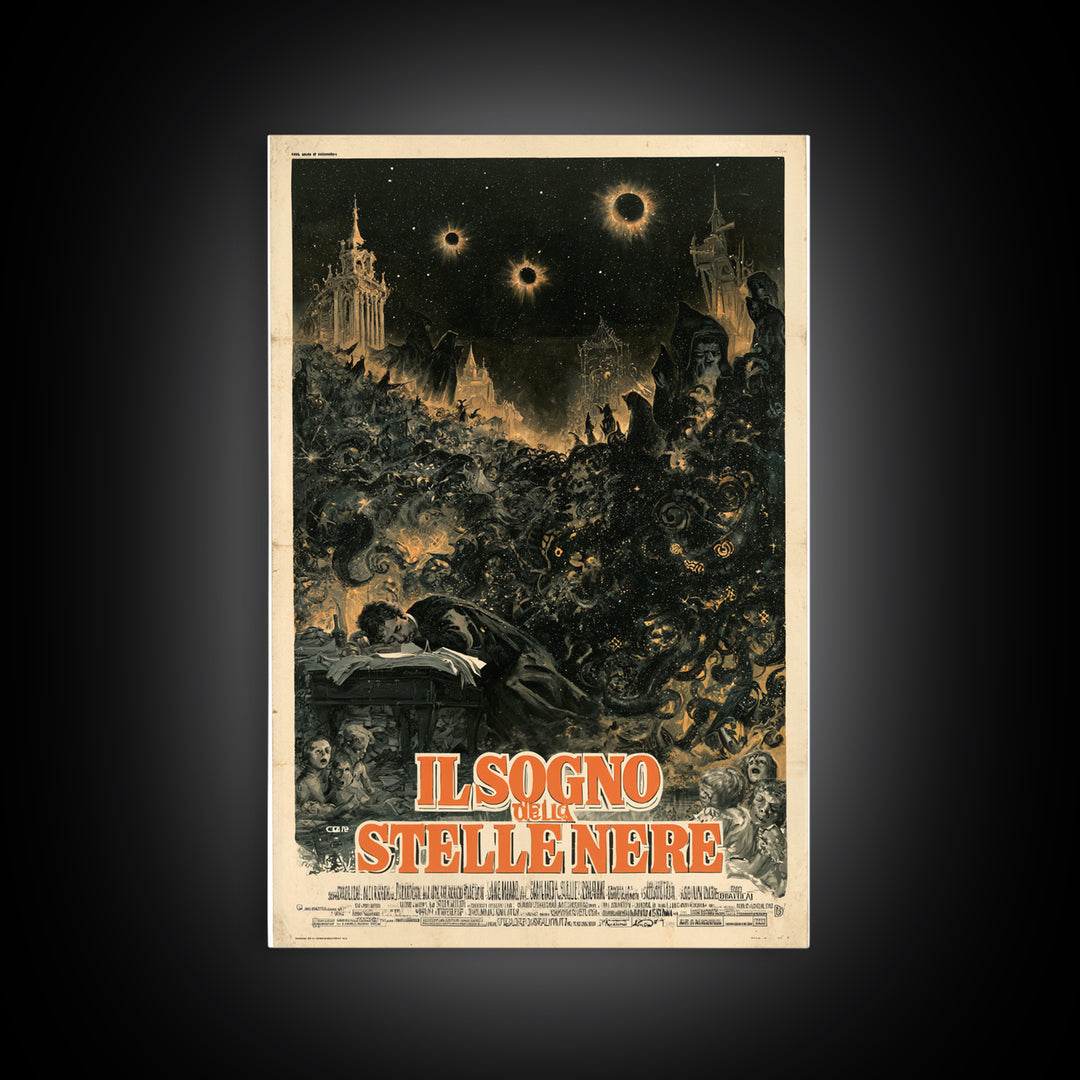 The Dream Of Black Stars, Italian Language Horror Movie Poster, 1970s Horror Art, Eldritch Cinema Wall Art, Framed Canvas Print