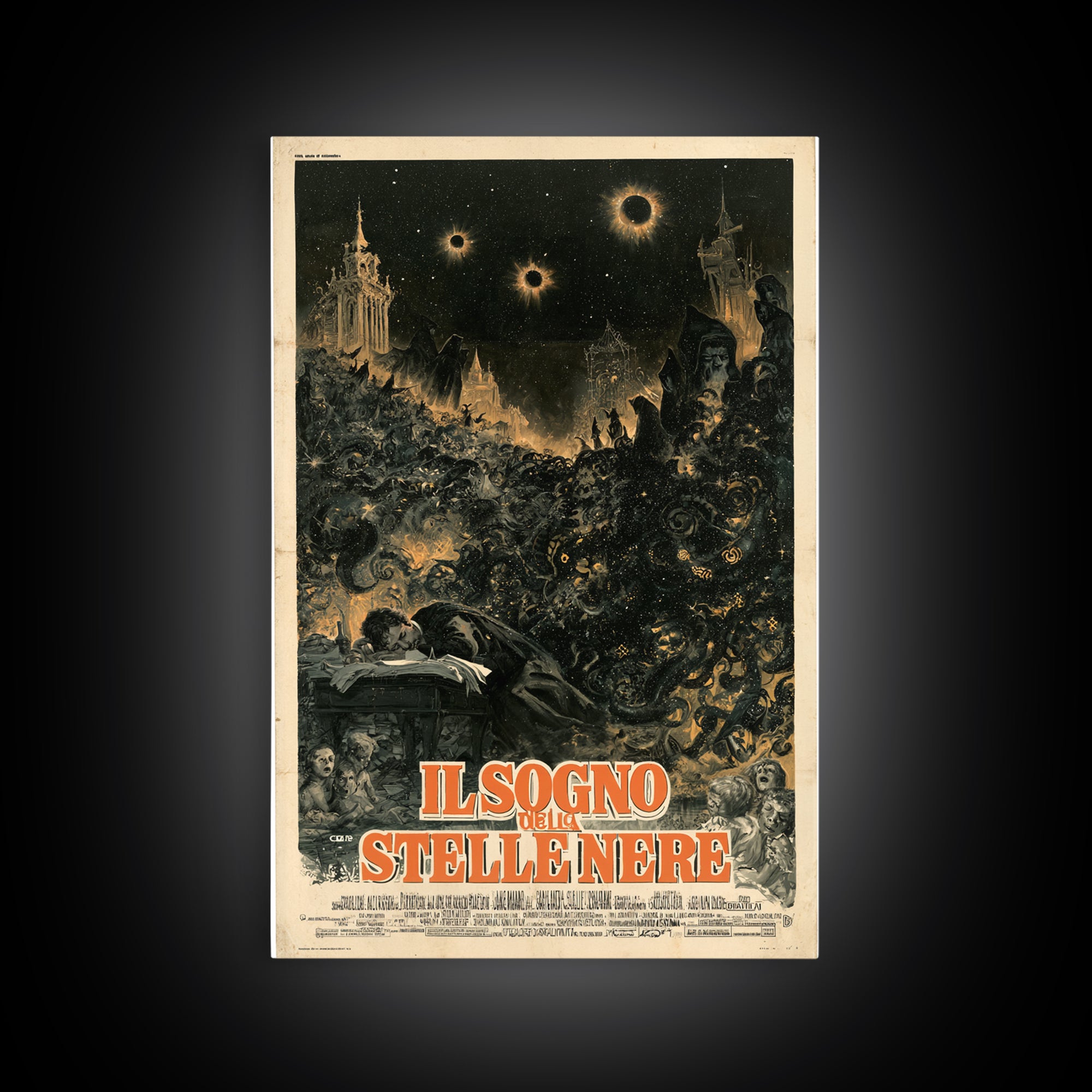 The Dream Of Black Stars, Italian Language Horror Movie Poster, 1970s Horror Art, Eldritch Cinema Wall Art, Framed Canvas Print