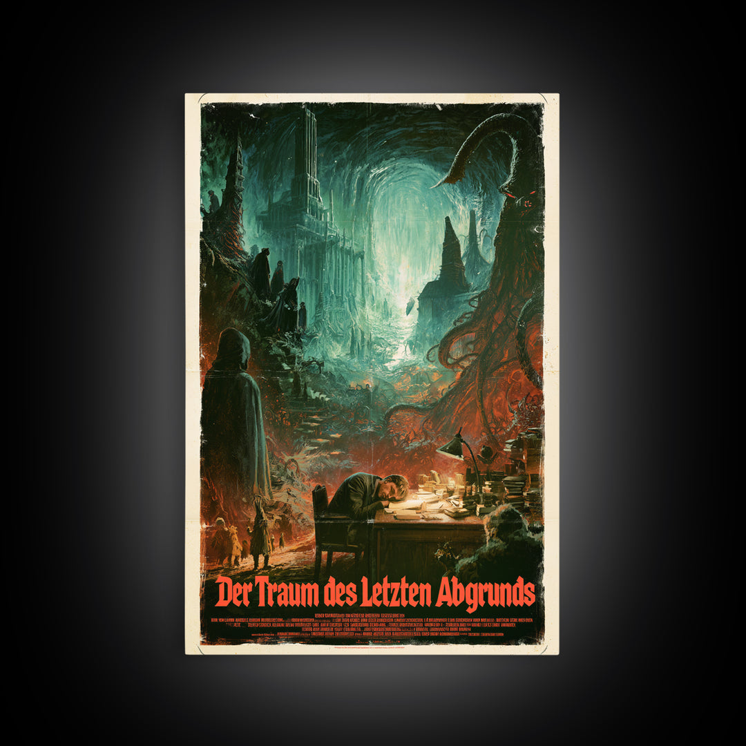 The Dream Of The Last Abyss, German Language Horror Movie Poster, 1960s Horror Art, Eldritch Cinema Wall Art, Framed Canvas Print
