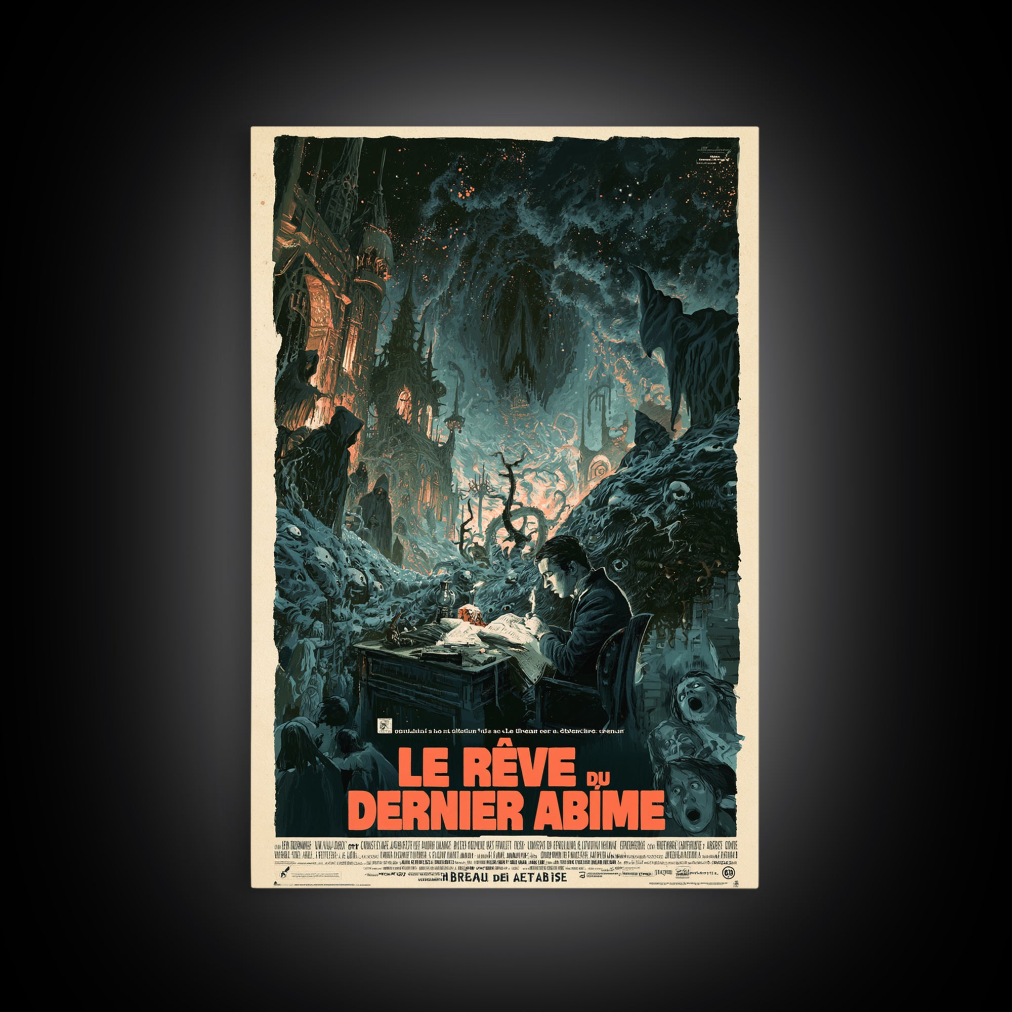 The Dream Of The Last Abyss, French Language Horror Movie Poster, 1960s Horror Art, Lovecraftian Horror Poster, Framed Canvas Print