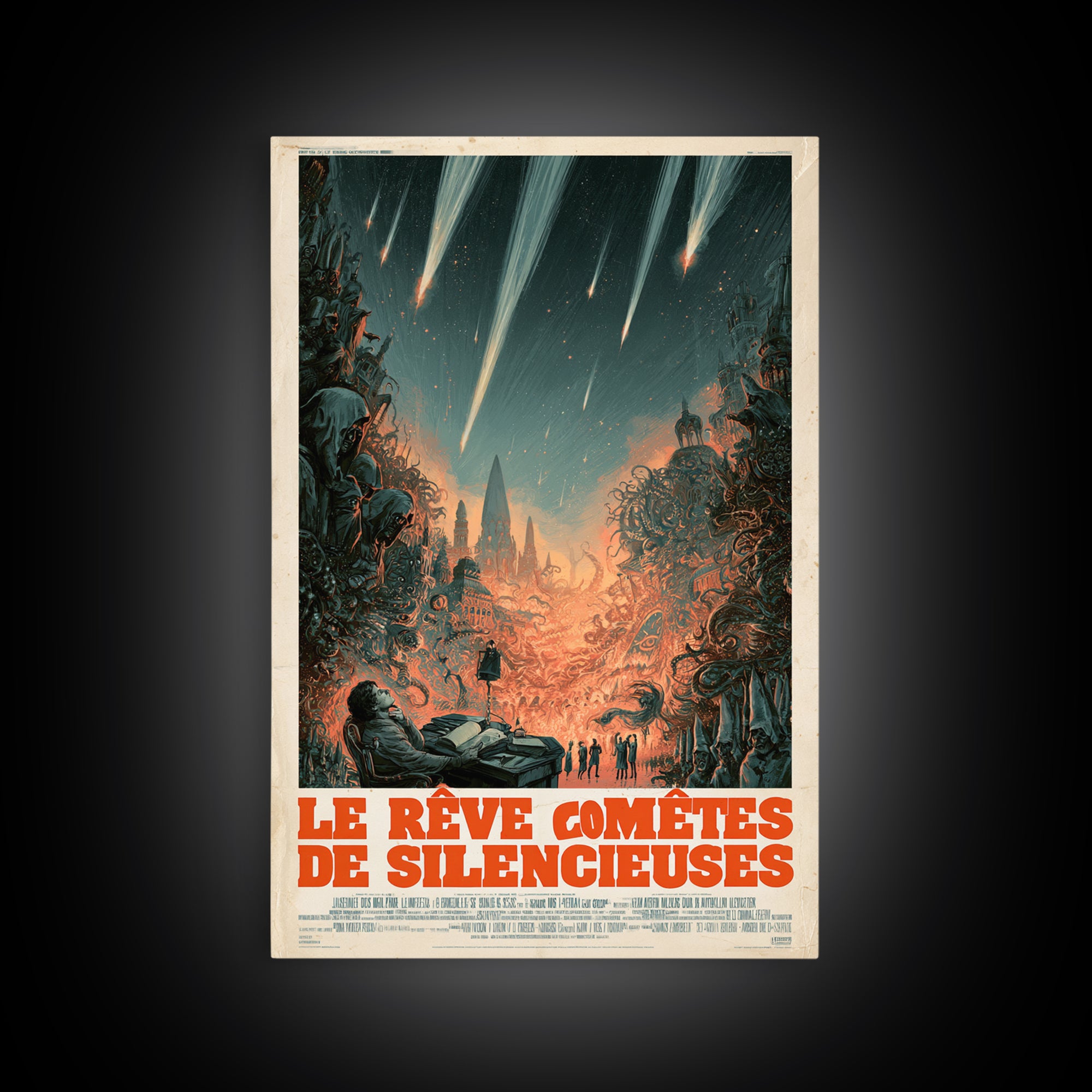 The Dream Of Silent Comets, French Language Horror Movie Poster, 1960s Horror Art, Eldritch Cinema Wall Art, Framed Canvas Print